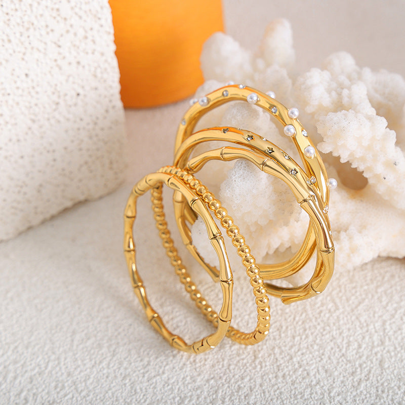 New retro versatile personality simple PVD electroplating 18k real gold non-fading opening bracelet factory wholesale 99