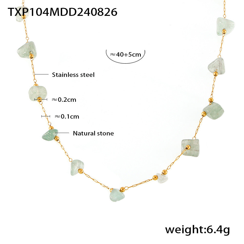 Colored natural gravel necklace bracelet New irregular stainless steel jewelry set for women