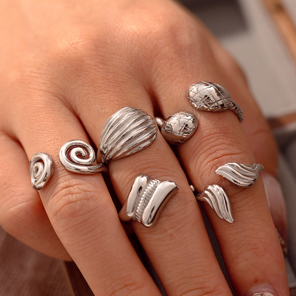 New thread opening ring creative personality design ring titanium steel plated 18k real gold jewelry women pp