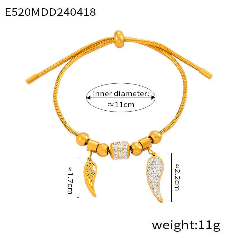 Hot-selling diamond-encrusted ring design snake bone chain jewelry love life tree pendant pull-out buckle titanium steel bracelet