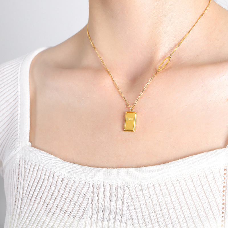 Alphabet geometric square brand pendant niche hip-hop necklace simple cold wind personalized gold-plated anklet jewelry set pp