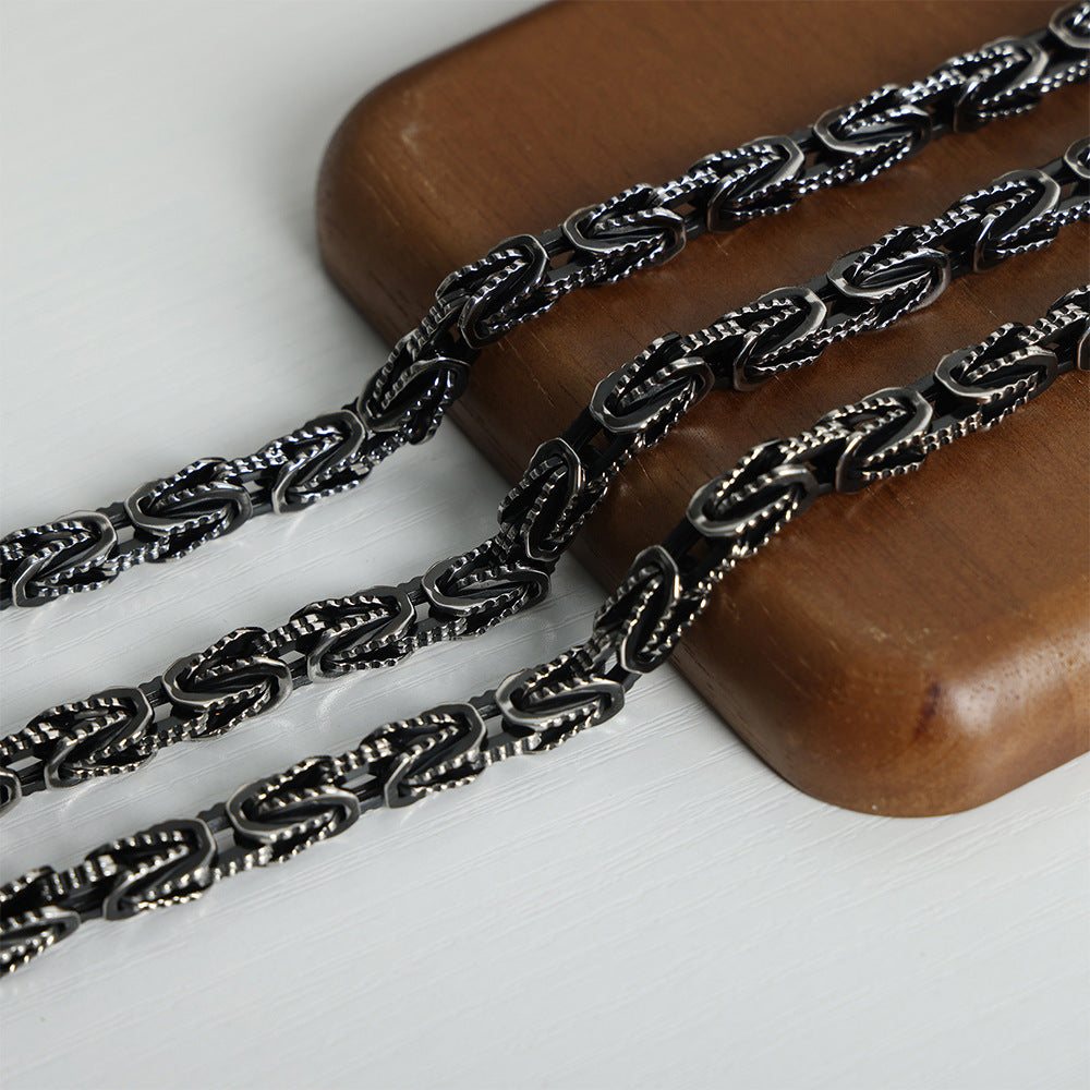 New high-end sense personality temperament niche design titanium steel old retro heavy metal bracelet jewelry