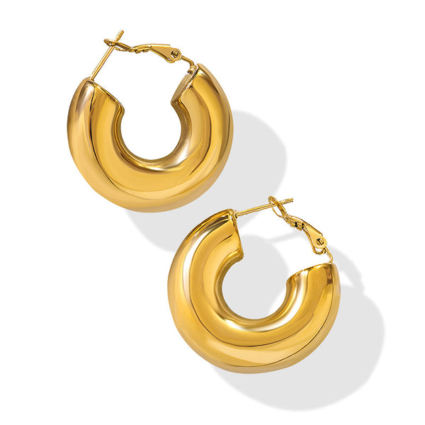 Jewelry U-shaped geometric earrings women's new non-fading temperament titanium steel gold-plated stud earrings 99