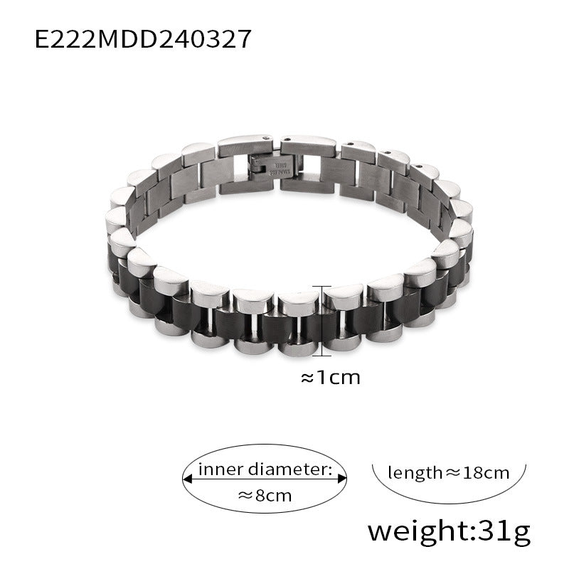 Niche trendy cool business men's personalized jewelry simple geometric watch design titanium steel gold-plated bracelet 99