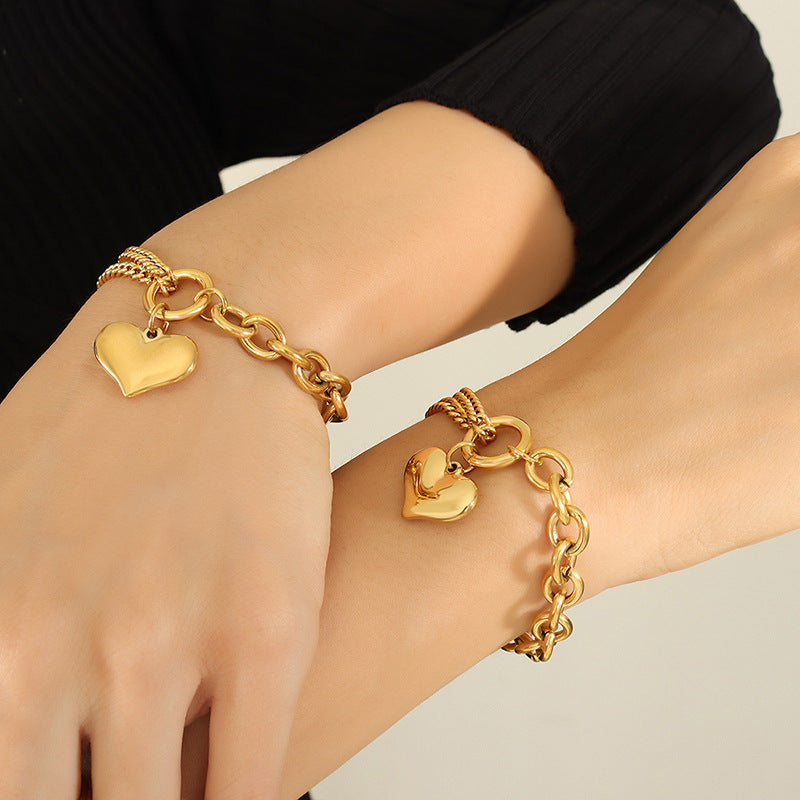 Style design hand jewelry, Cuban chain splicing chain love bracelet, titanium steel plated 18K gold non-fading 99