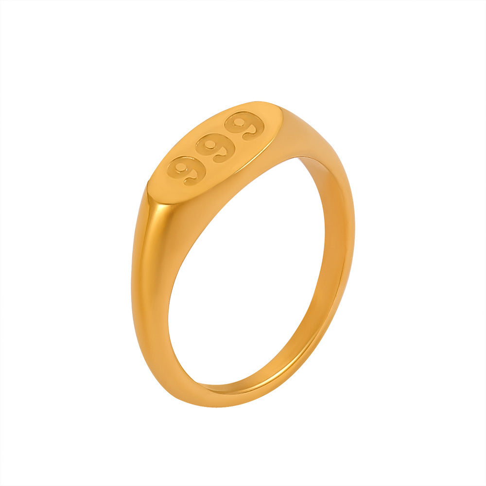 Chic style personality minimalist style elegant index finger ring lucky number three consecutive design sense titanium steel gold-plated ring