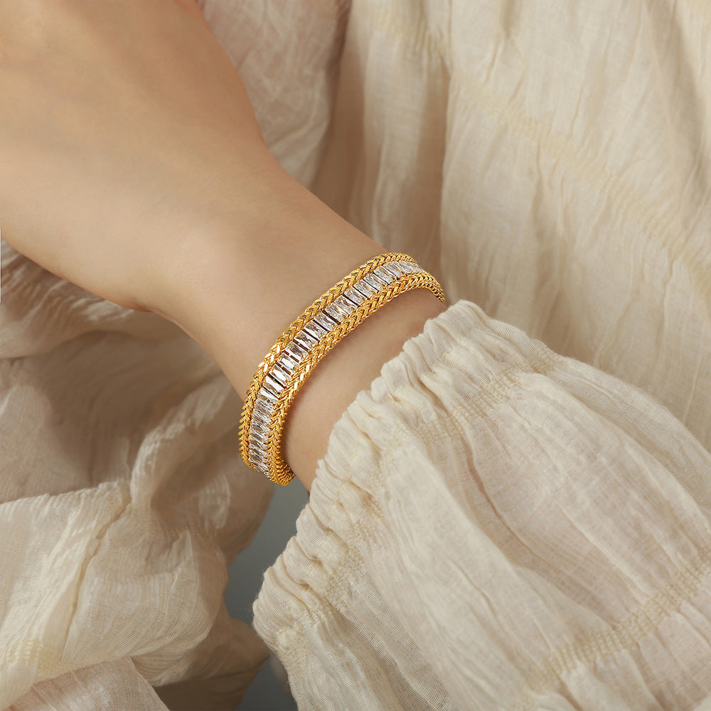 Hot-selling popular light luxury does not fade colorful diamond-encrusted zircon bracelet personalized versatile jewelry women 99