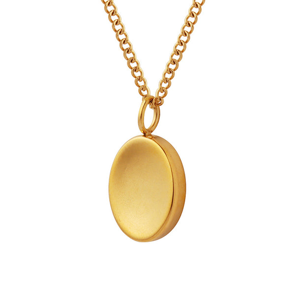 Design Sense Exquisite Geometric Oval Pendant Necklace Versatile Personality Fashion Light Luxury Titanium Steel Gold Plated Clavicle Chain
