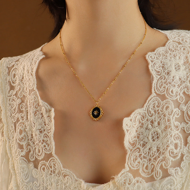 Processing custom new S jewelry titanium steel plated 18k real gold color retention necklace women's collarbone collar collar