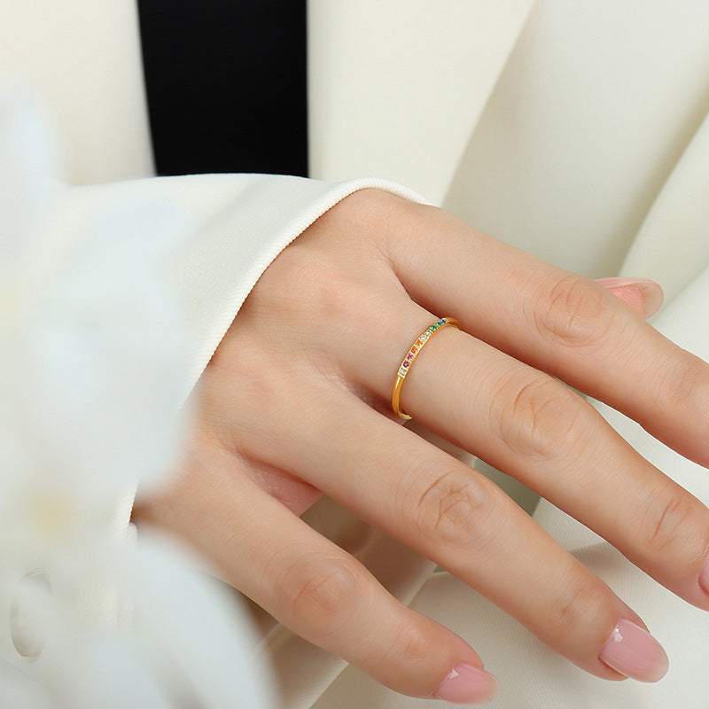 Meticulous and simple, a variety of color zirconium gypsy stars, thin ring rings, stacked rings, hot-selling non-fading niche jewelry
