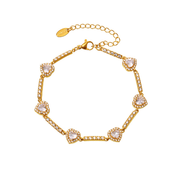 Hot-selling love zircon stainless steel full diamond bracelet hand-inlaid 18K real gold jewelry