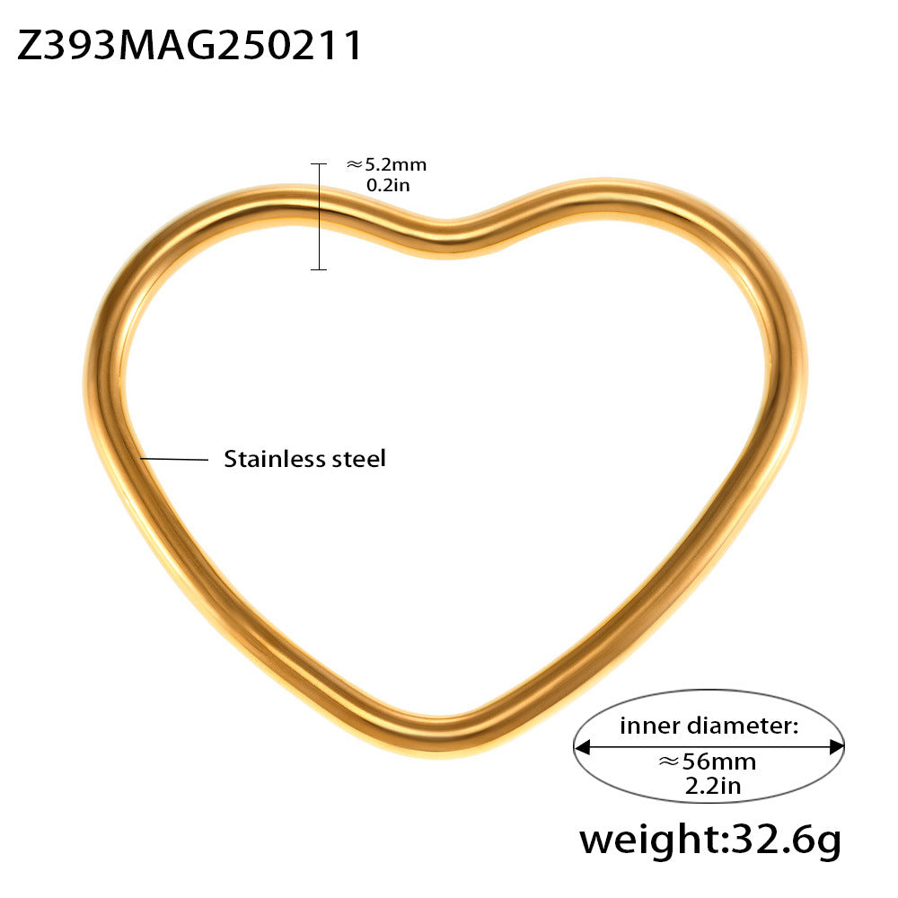 Independent Station Niche Design Sense Love Closed Bracelet Titanium Steel Plated 18k Real Gold Heart Textured Bracelet