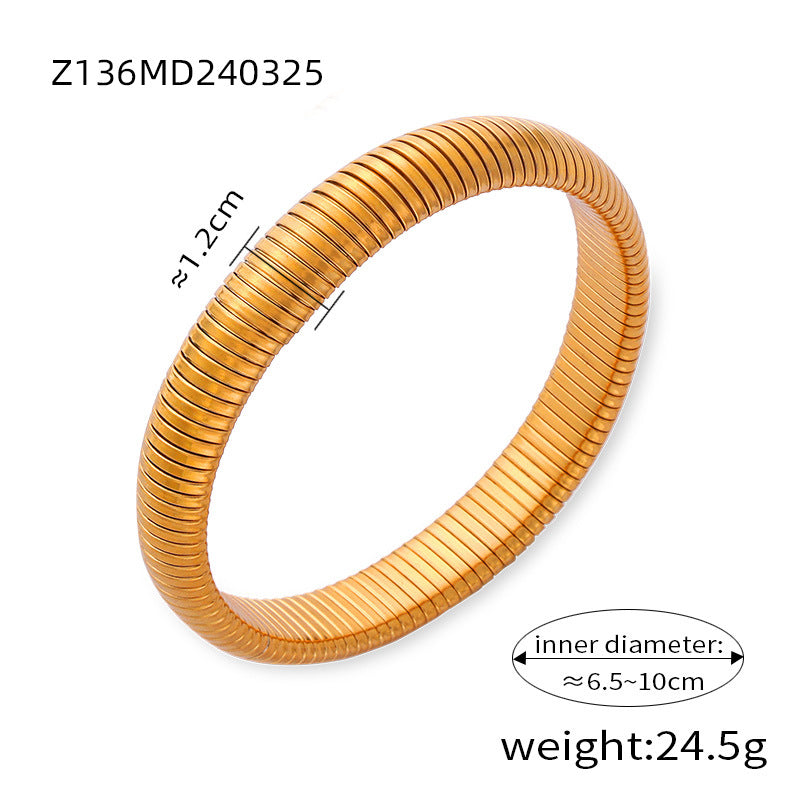 Goose throat bracelet European and American style fashion personalized design titanium steel gold-plated elastic striped bracelet women's jewelry wholesale