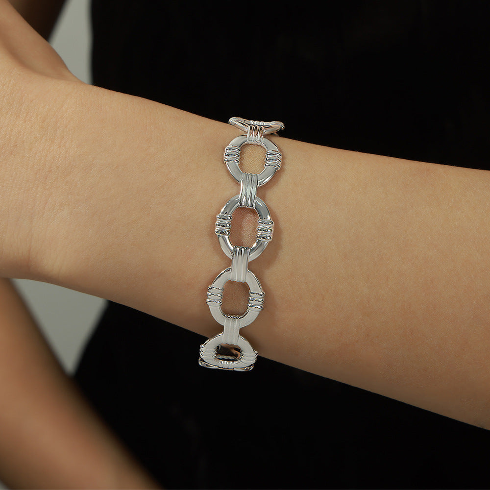 New simple, fashionable and versatile personalized titanium steel gold-plated irregular geometric hollow opening bracelet jewelry