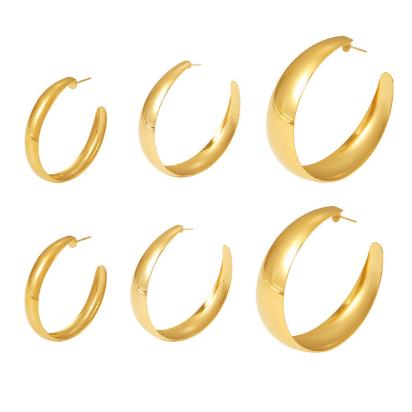 Exaggerated large circle earrings women's earrings stainless steel plated 18k gold fashionable glossy earrings