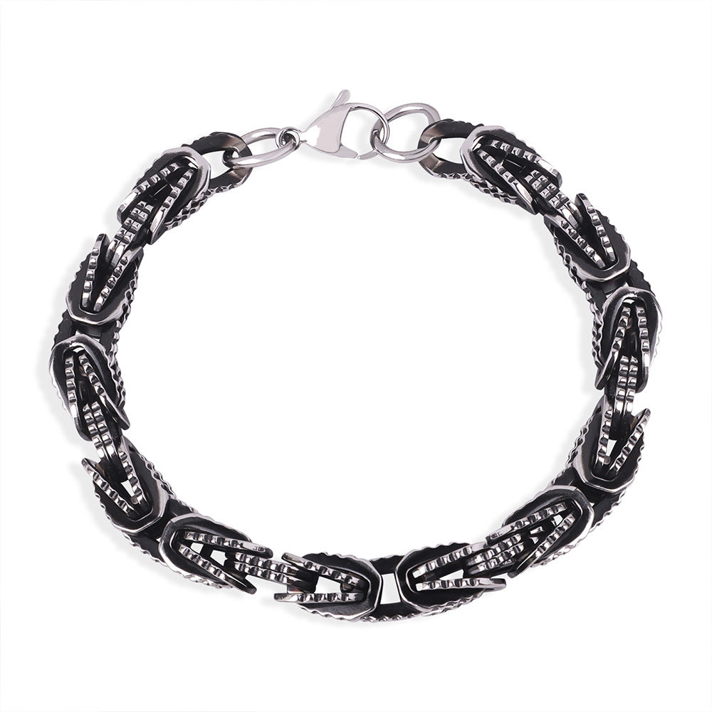 New high-end sense personality temperament niche design titanium steel old retro heavy metal bracelet jewelry