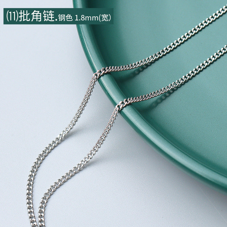 Cross chain Snake bone chain Twist chain Box chain Variety necklace Women's titanium steel plated 18K gold plain chain Clavicle chain jewelry 99