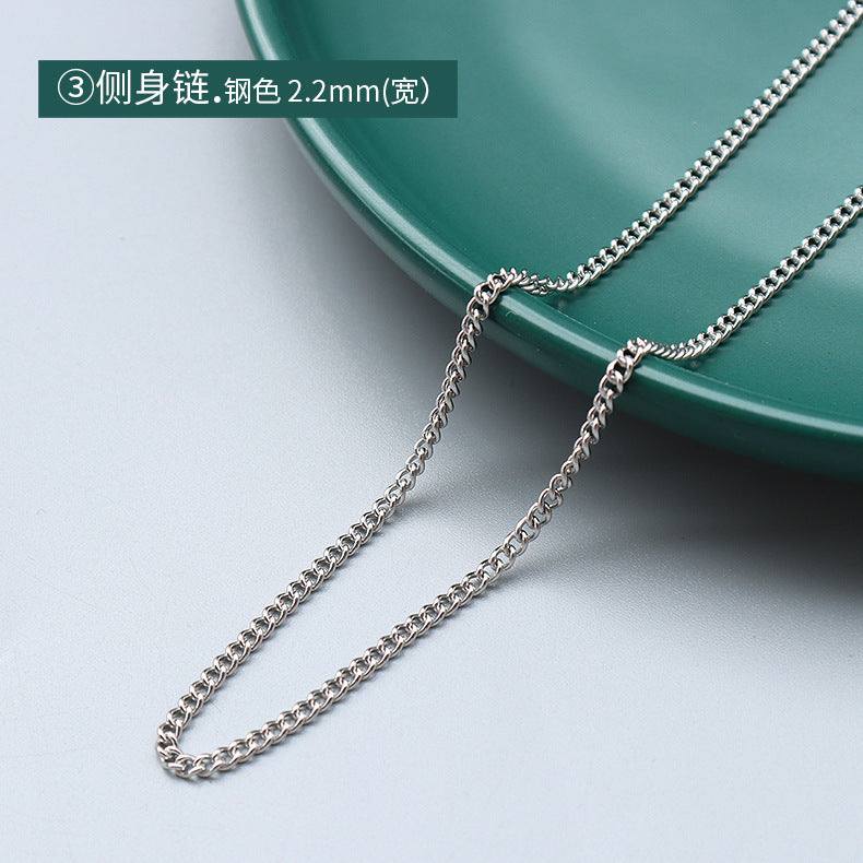 Cross chain Snake bone chain Twist chain Box chain Variety necklace Women's titanium steel plated 18K gold plain chain Clavicle chain jewelry 99