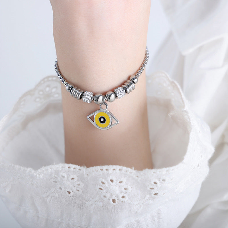 Retro personality versatile all kinds of exaggerated eye pendant titanium steel bracelet women's jewelry spot wholesale pp