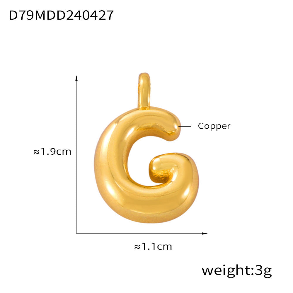 Hot Sale Glossy Bubble Balloon 26 English Letter Pendant Accessories Versatile Copper Gold Plated Jewelry 99
