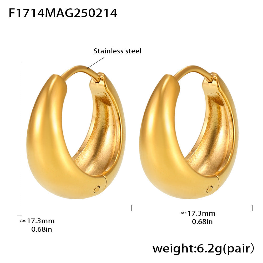 Circle earrings European and American small ear buckles niche plain rings stainless steel high polish gold color matching earrings 99