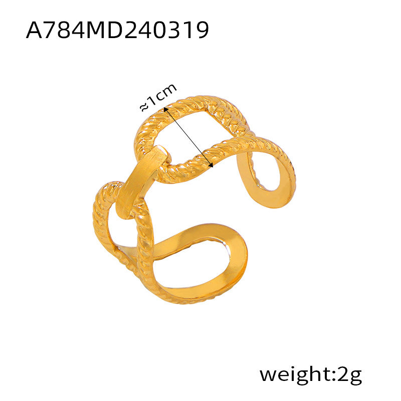 Simple and personalized design jewelry geometric texture splicing ring titanium steel multi-layer stacked wind index finger ring pp
