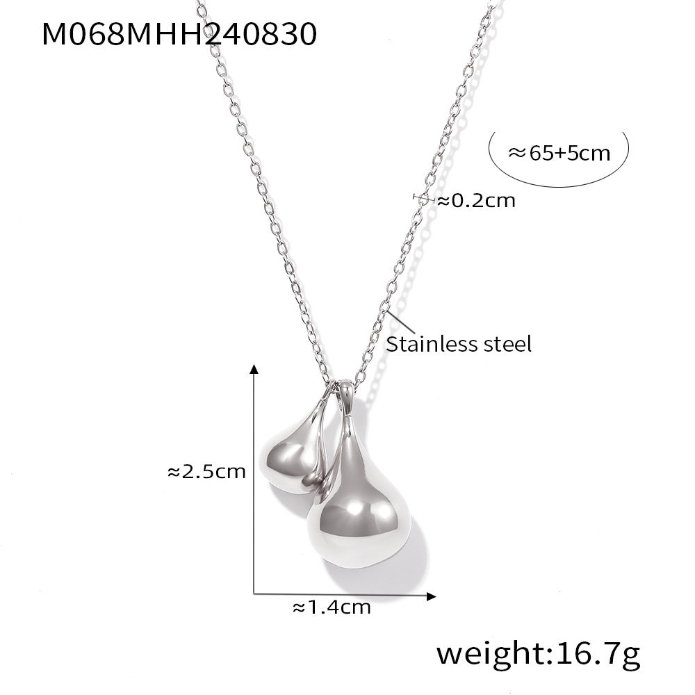 Water drop pendant necklace women's new simple and versatile stainless steel gold-plated sweater chain jewelry wholesale