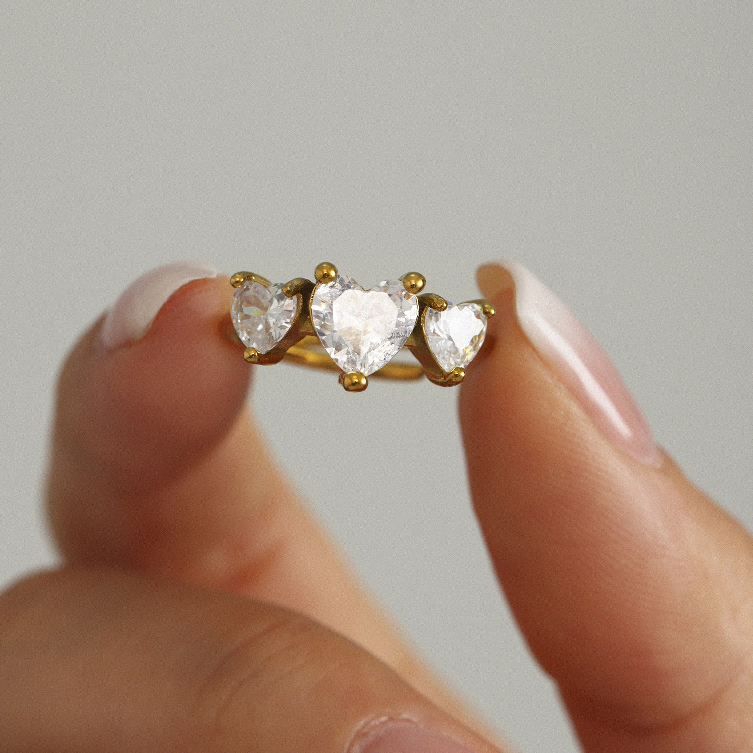 Stainless steel love super flash zircon ring opening adjustable jewelry simple and sweet jewelry