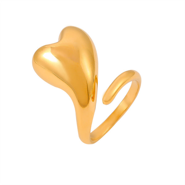Smooth love winding opening ring niche irregular design titanium steel plated 18k gold ring pp