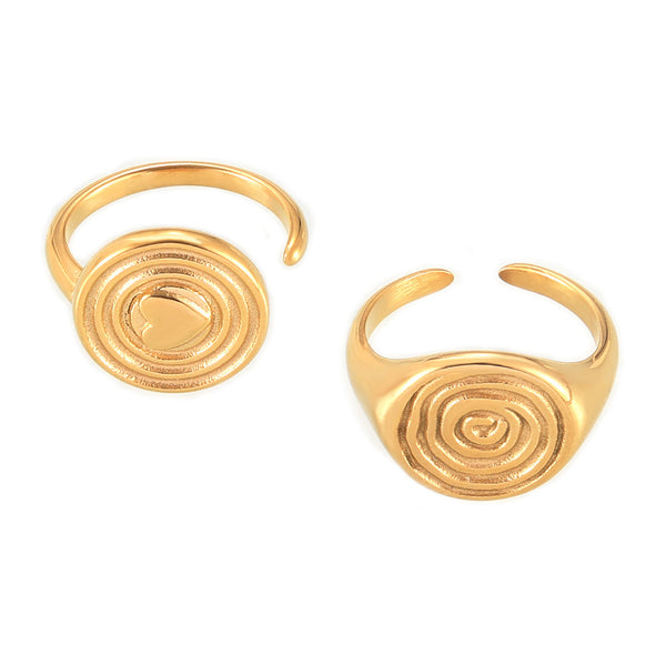 Chic style love hammer ring stainless steel plated 18k gold opening retro design niche temperament jewelry