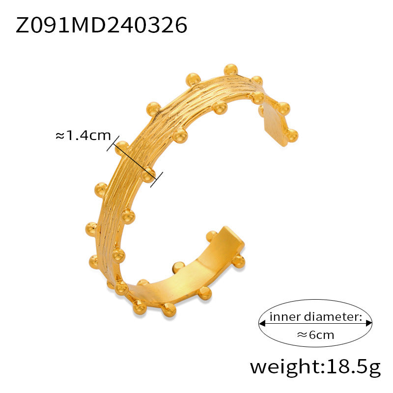 New fashion titanium steel 18K gold open bracelet geometric fold texture design sense fashion jewelry wholesale