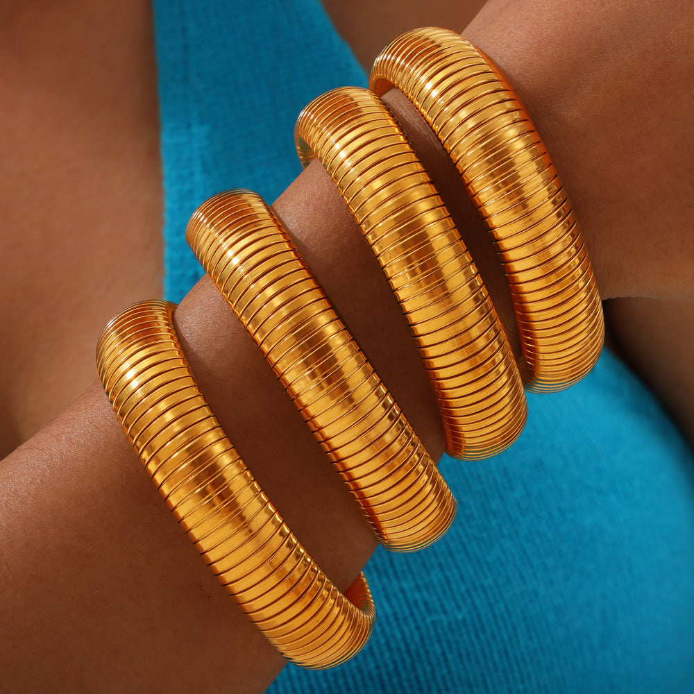 Goose throat bracelet European and American style fashion personalized design titanium steel gold-plated elastic striped bracelet women's jewelry wholesale