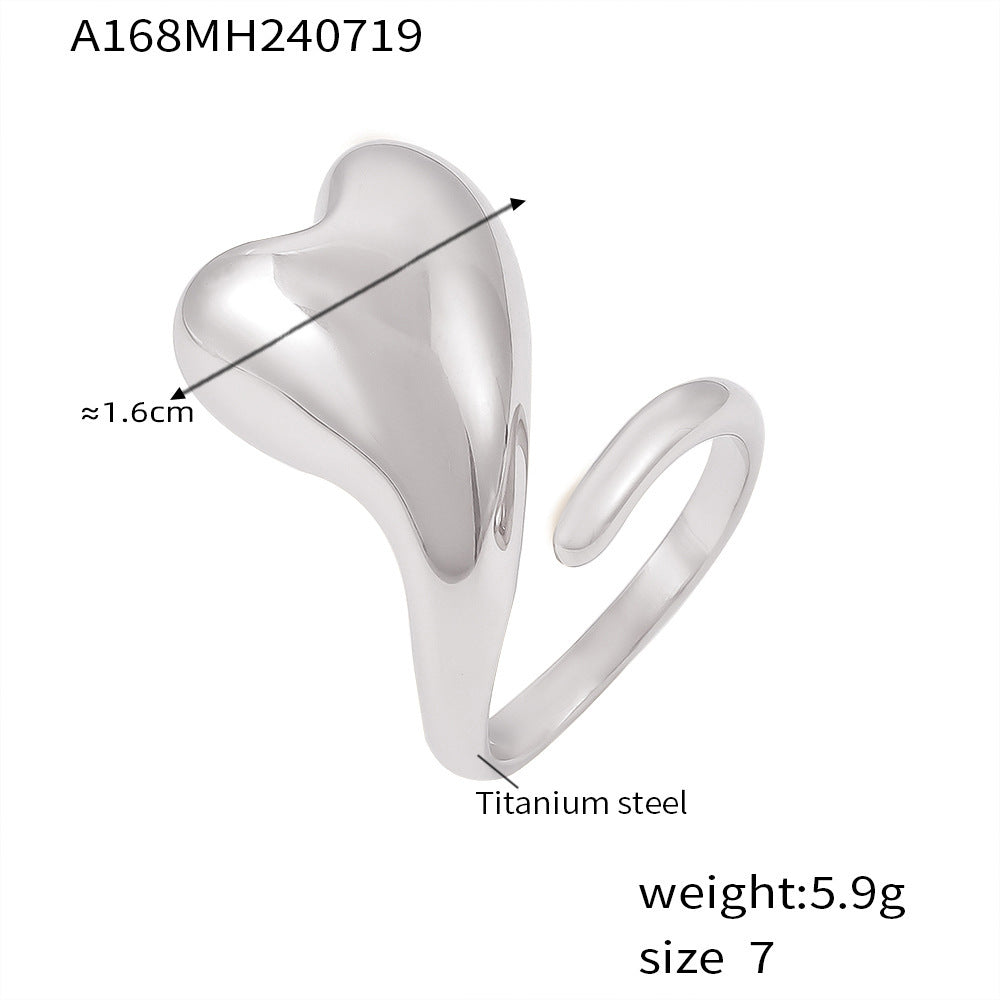 Smooth love winding opening ring niche irregular design titanium steel plated 18k gold ring pp