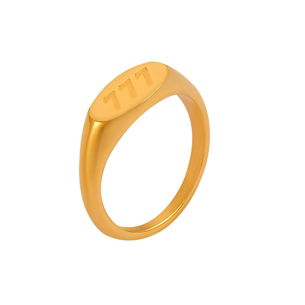 Chic style personality minimalist style elegant index finger ring lucky number three consecutive design sense titanium steel gold-plated ring