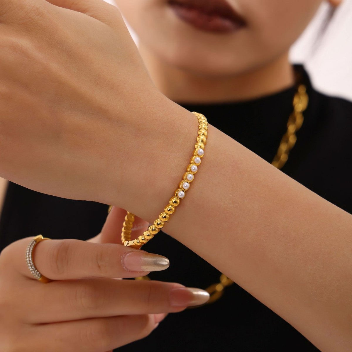 T family full of diamond zircon buckle bracelet hand-inlaid stainless steel about light luxury bracelet 99