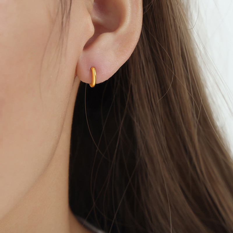 New high-end niche design size circle light luxury temperament titanium steel gold-plated earrings jewelry women 99