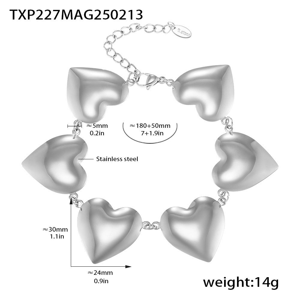 Trendy love splicing chain necklace bracelet set exaggerated fashion jewelry does not fade 99