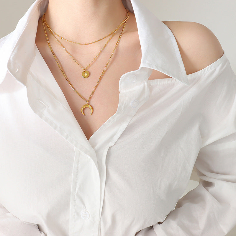Cold ins wind niche design fashion stars moon sun bracelet necklace set E147-P690pp