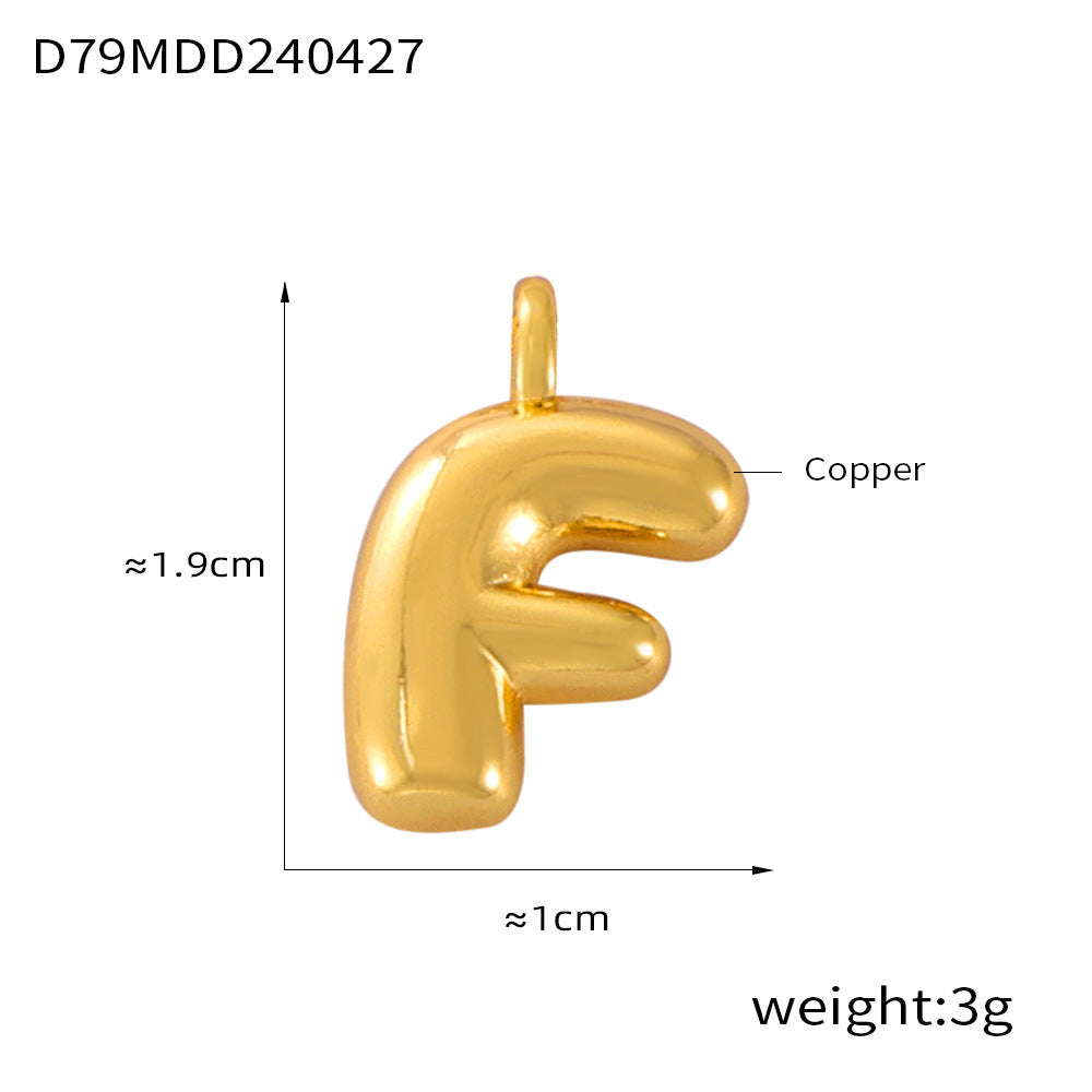 Hot Sale Glossy Bubble Balloon 26 English Letter Pendant Accessories Versatile Copper Gold Plated Jewelry 99