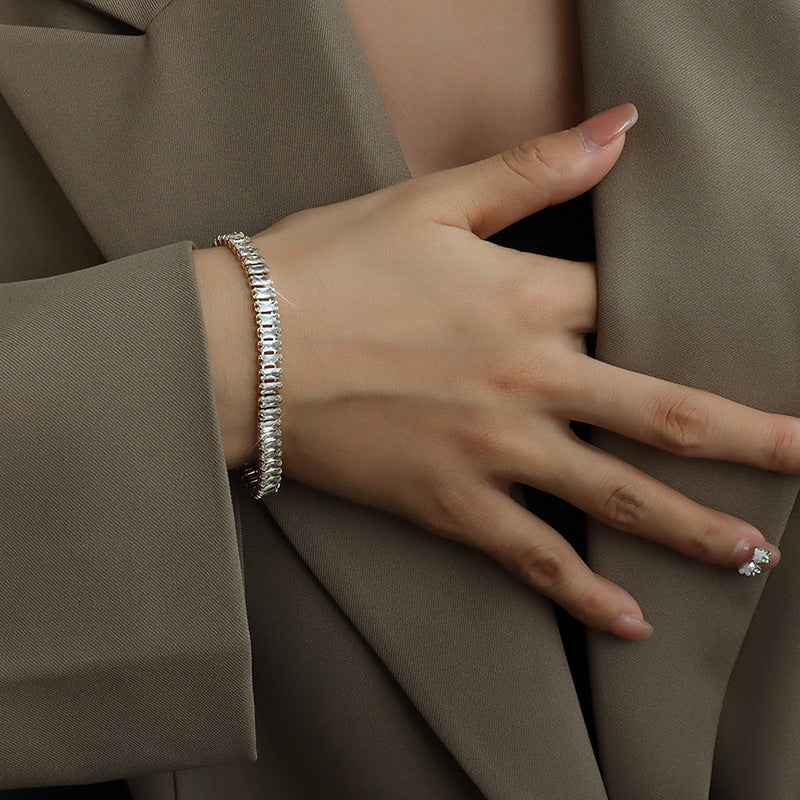 Marka light luxury niche jewelry full diamond zircon bracelet titanium steel bracelet, girlfriend jewelry