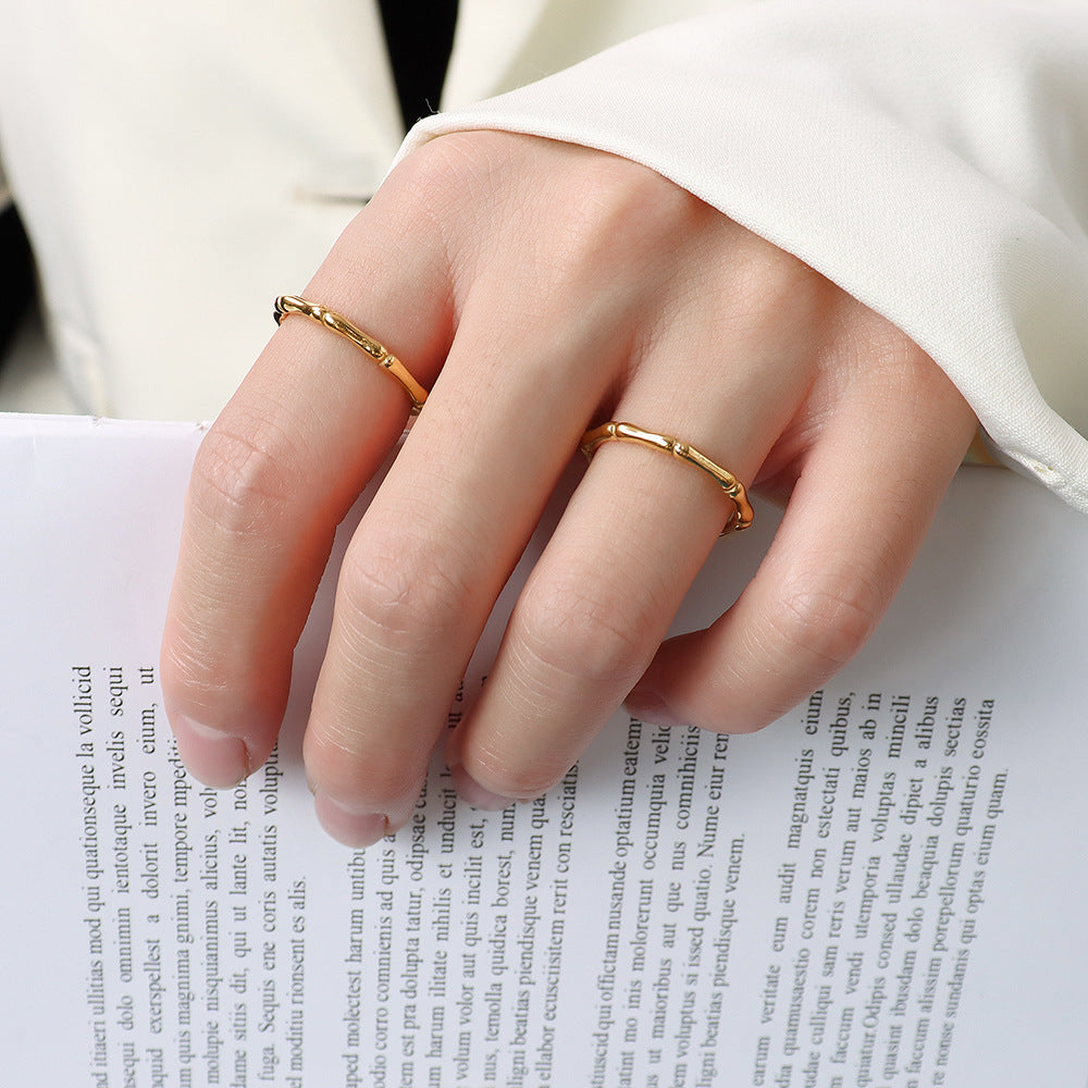 Simple Versatile Bamboo Ring Women's Ring Gaosheng Jewelry Titanium Steel Plated 18k Gold A08499