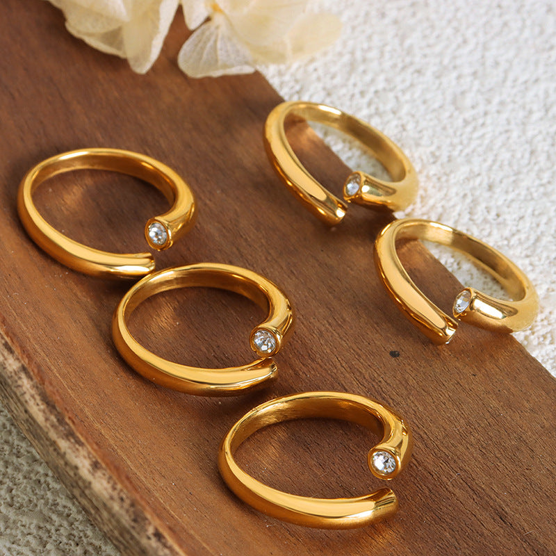 Niche design sense cold wind simple personality light luxury inlaid zircon titanium steel non-fading ring jewelry women