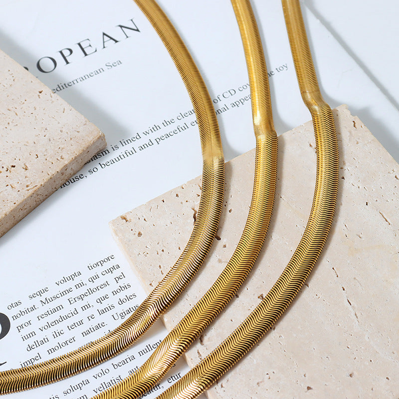 New fashion high sense light luxury cold wind titanium steel snake bone chain women's necklace simple niche jewelry pp