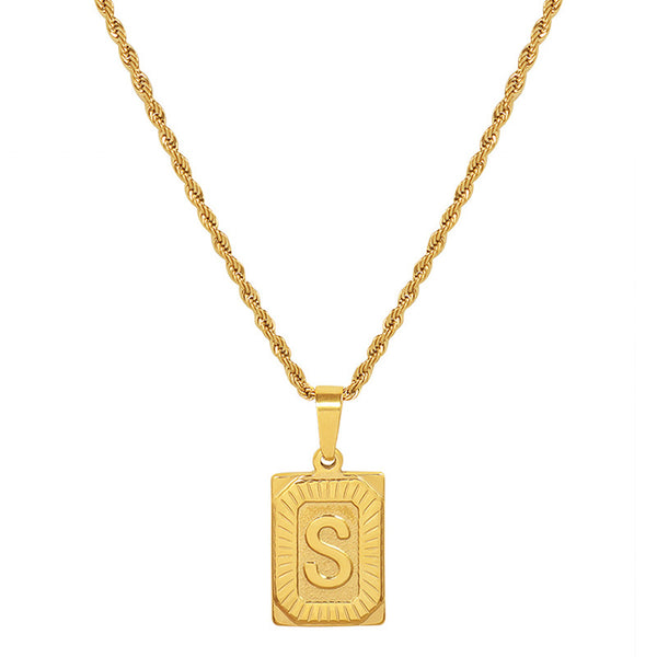 Cold wind niche light luxury retro high-end sense tag necklace titanium steel plated 18K real gold women's jewelry