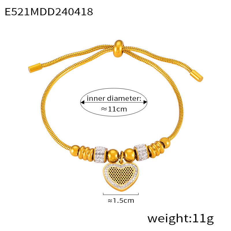 Hot-selling diamond-encrusted ring design snake bone chain jewelry love life tree pendant pull-out buckle titanium steel bracelet