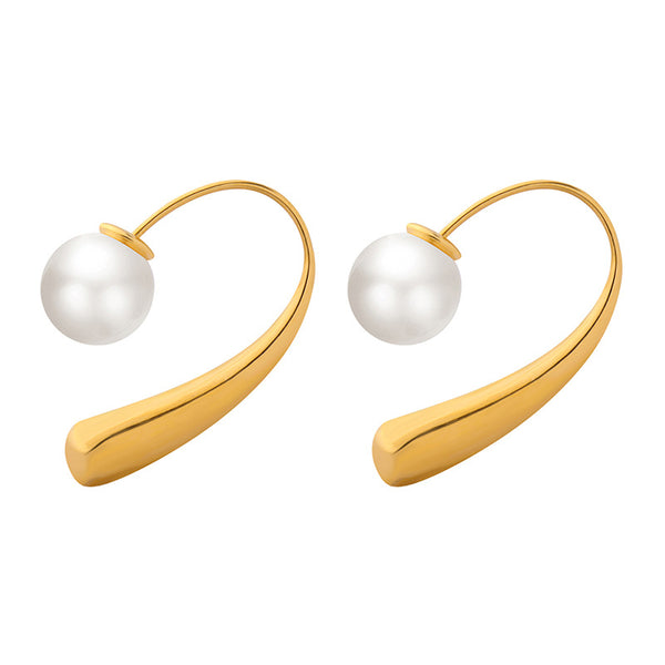 Unique Design Earrings Titanium Steel Plated 18K Gold Personalized Ear Hooks Niche Fashion Earrings Jewelry Women's 99