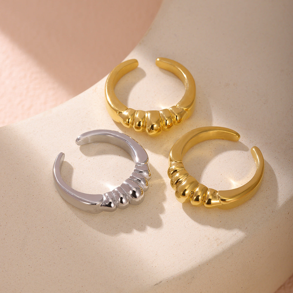 Design trendy niche fashion sense light luxury ring headband shape personality opening index finger ring plating 18k gold 99
