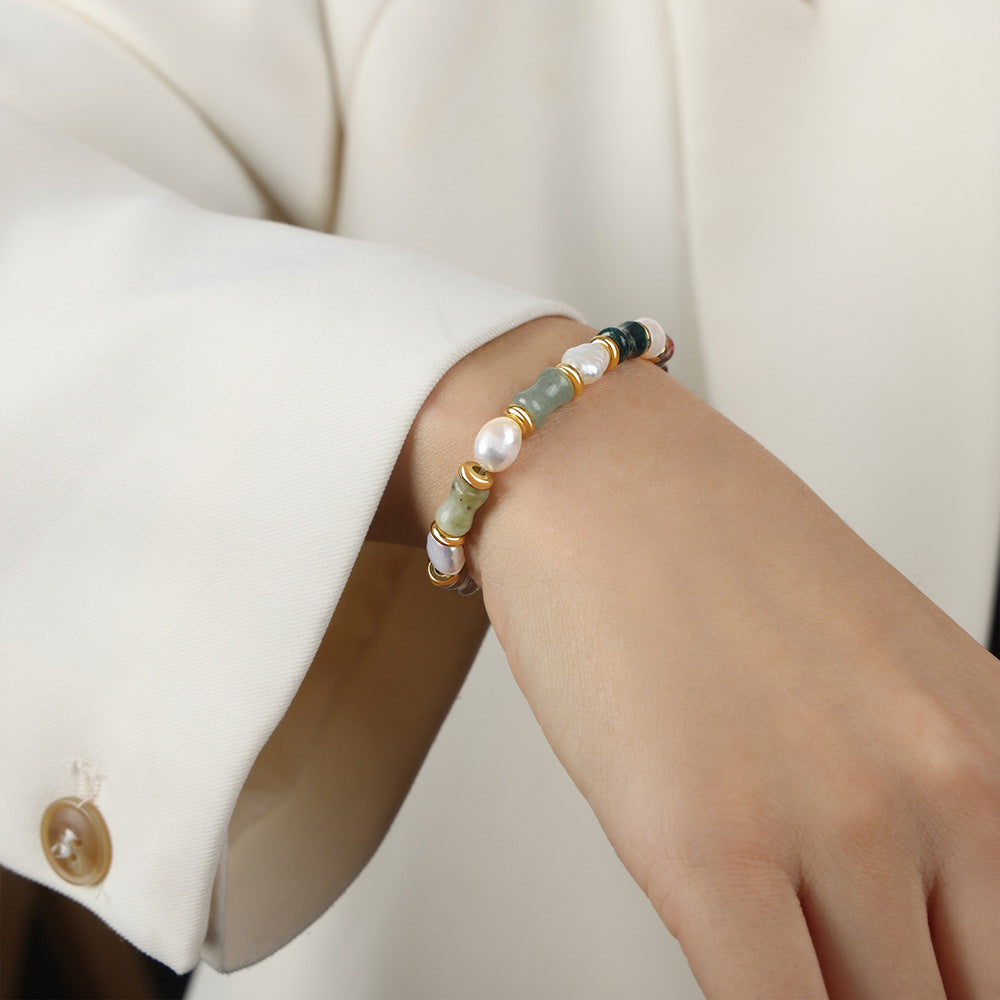 New retro light luxury natural stone handmade beaded baroque freshwater pearl bracelet fashion jewelry women