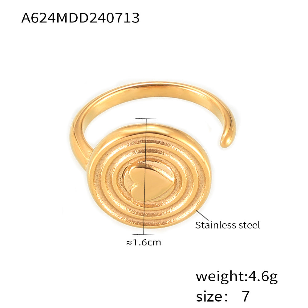 Chic style love hammer ring stainless steel plated 18k gold opening retro design niche temperament jewelry