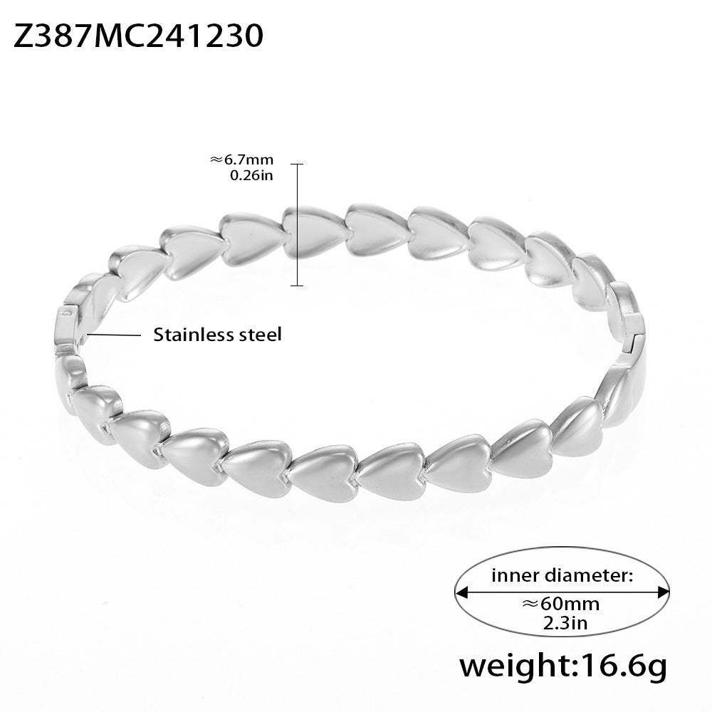 Light Luxury Minimalist Ring Diamond Zircon Bracelet Combination Titanium Steel Plated 18K Real Gold Bracelet